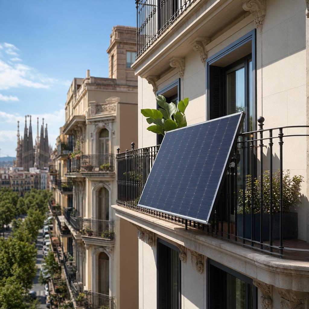 Kit solar plug and play instalado en un balcón